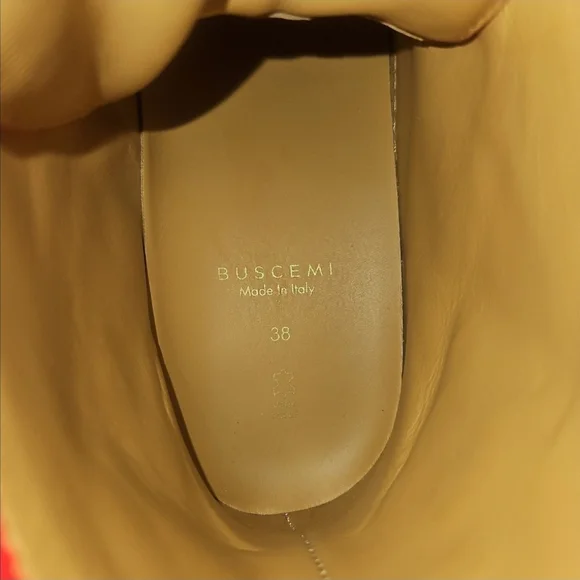 BUSCEMI |125mm Red Leather High-Top Sneakers Gold Lock EU 38 / US 8 NWT - Picture 7 of 11